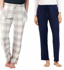 NWT Lucky Brand Womens 2 Piece Sleep Pajajma Pants Plaid/Navy Size L 80 2D244