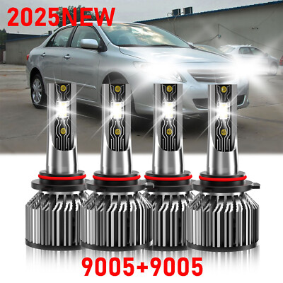 Front LED Headlight Bulb Combo High Low Beam 6500K For Toyota Corolla 2017-2018