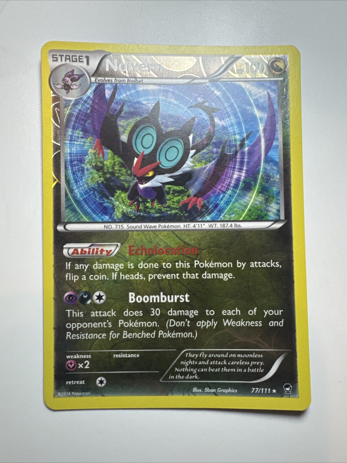 Noivern 77/111 Reverse Holo Rare XY Furious Fists Pokemon Card