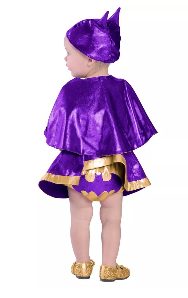 DC Comics Baby Girl Batgirl платье/шляпа подгузник чехол фиолетовый/золотой 0-6 месяцев - Изображение 2 из 3