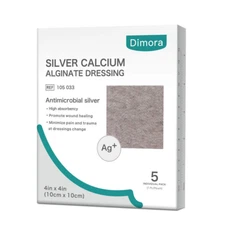 Dimora Ag Silver Calcium Alginate Wound Dressing Pads, 4 X 4 Patches  Non-Stick