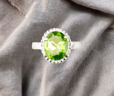 Green Peridot Gemstone 925 Sterling Silver Handmade Design Jewelry Ring Gift For