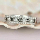 0.80ctw White Black Round Diamond Lab Created Eternity Band 925 Silver Ring
