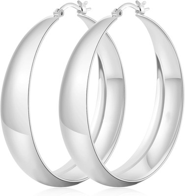 12mm breite Goldene Creolen für Damen Hypoallergene S925 Silber Große Creolen 18