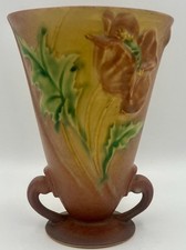 Roseville Poppy 866-6 Pink Art Pottery Vase -1938 Early Impressed Mark