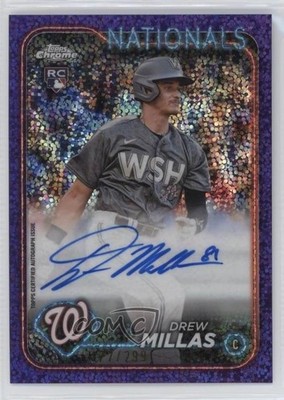 2024 Topps Chrome Rookie Purple Speckle Refractor /299 Drew Millas Auto RC 0l44
