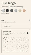 Oura Ring - Gen 5 - Silver or Black - Any Size: 6, 7, 8, 9, 10, 11, 12, 13