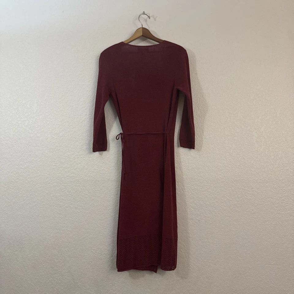 Новый без ЯРЛЫКОВ Banana Republic красный надежном платье Sz Sm 3/4 длины рукав v-образным вырезом, деталь @ подол. - Изображение 4 из 4