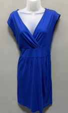 Ann Taylors Loft V Neck Faux Wrap Sleeveless Dress Blue Sz XS