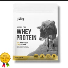 Levels Grass Fed Whey Protein Powder Vanilla Bean 1LB 24G Protein Exp 05/26