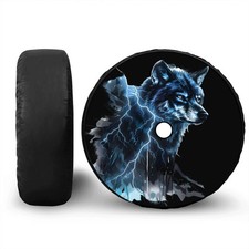 Spare Tire Cover w/ Camera Hole Wolf Design Jeep Wrangler RV SUV 4x4
