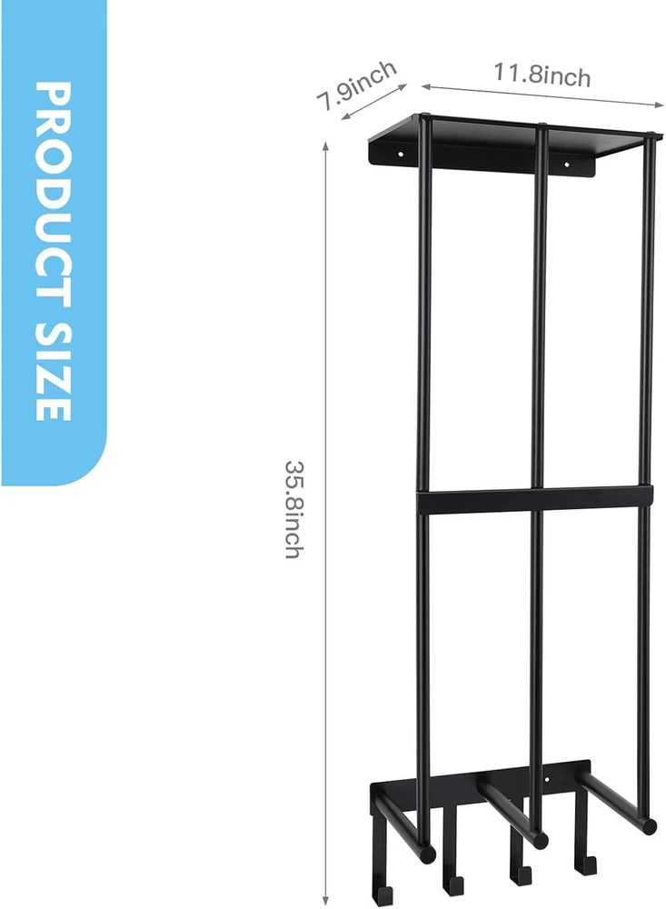 Wall Mount Yoga Mat Holder for Home Gym Accessories and Towel Storage