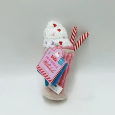 Bark Box XS-S Red Whine Milkshake Plush Dog Toy Crinkle Squeaker Treat Trap