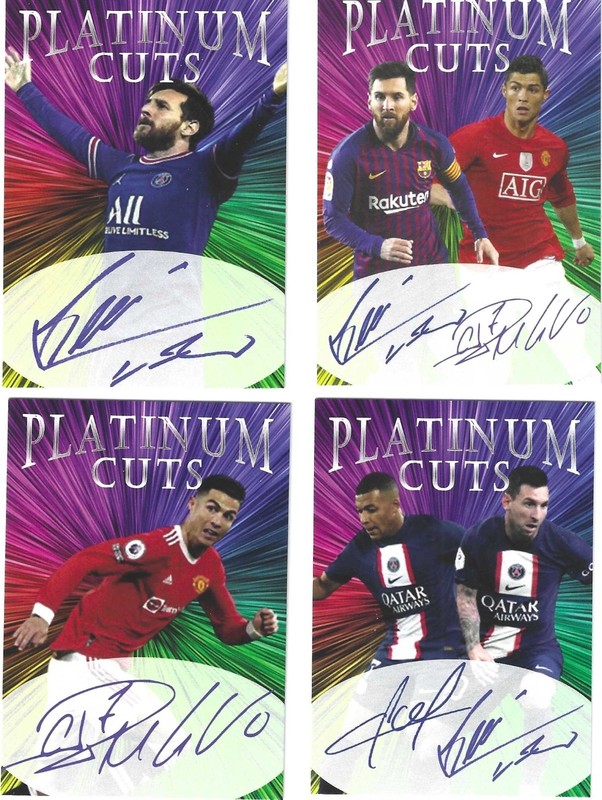 Lionel Messi Cristiano Ronaldo Kylian Mbappe Platinum CutsFacsimile Auto - /1000