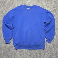 Vintage Russell Pro Cotton Sweatshirt Crewneck Faded Blue Sz XL Blank Athletic