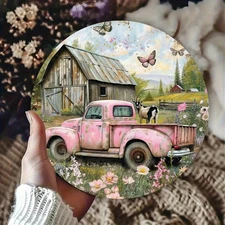 1pc 2D 1pc 7.87x 7.87inch Aluminum 2D Flat Fashion Farm Truck and Cowshed Wall A