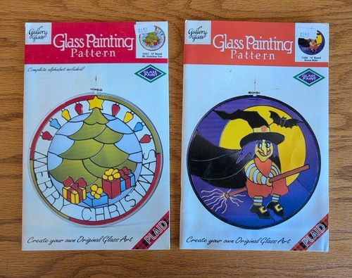 Gallery Glass Painting Patterns Christmas Tree Halloween Witch Unused Holiday 