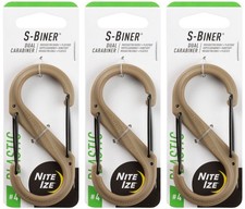 Nite Ize S-Biner Plastic Dual Carabiner #4 - Coyote (3-Pack)