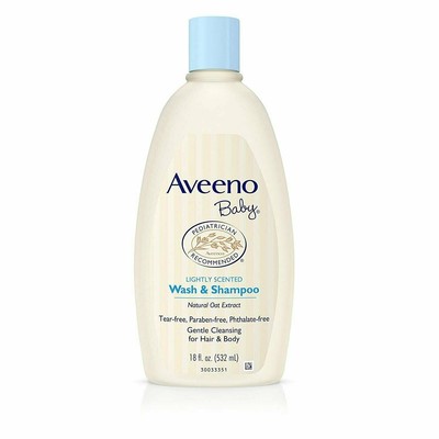Aveeno Baby Wash & Shampoo Natural Oat Extract Lightly Scented 18 Oz Pack of 3