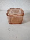 Pink Depression Glass Refrigerator Dish with Lid 4" Square