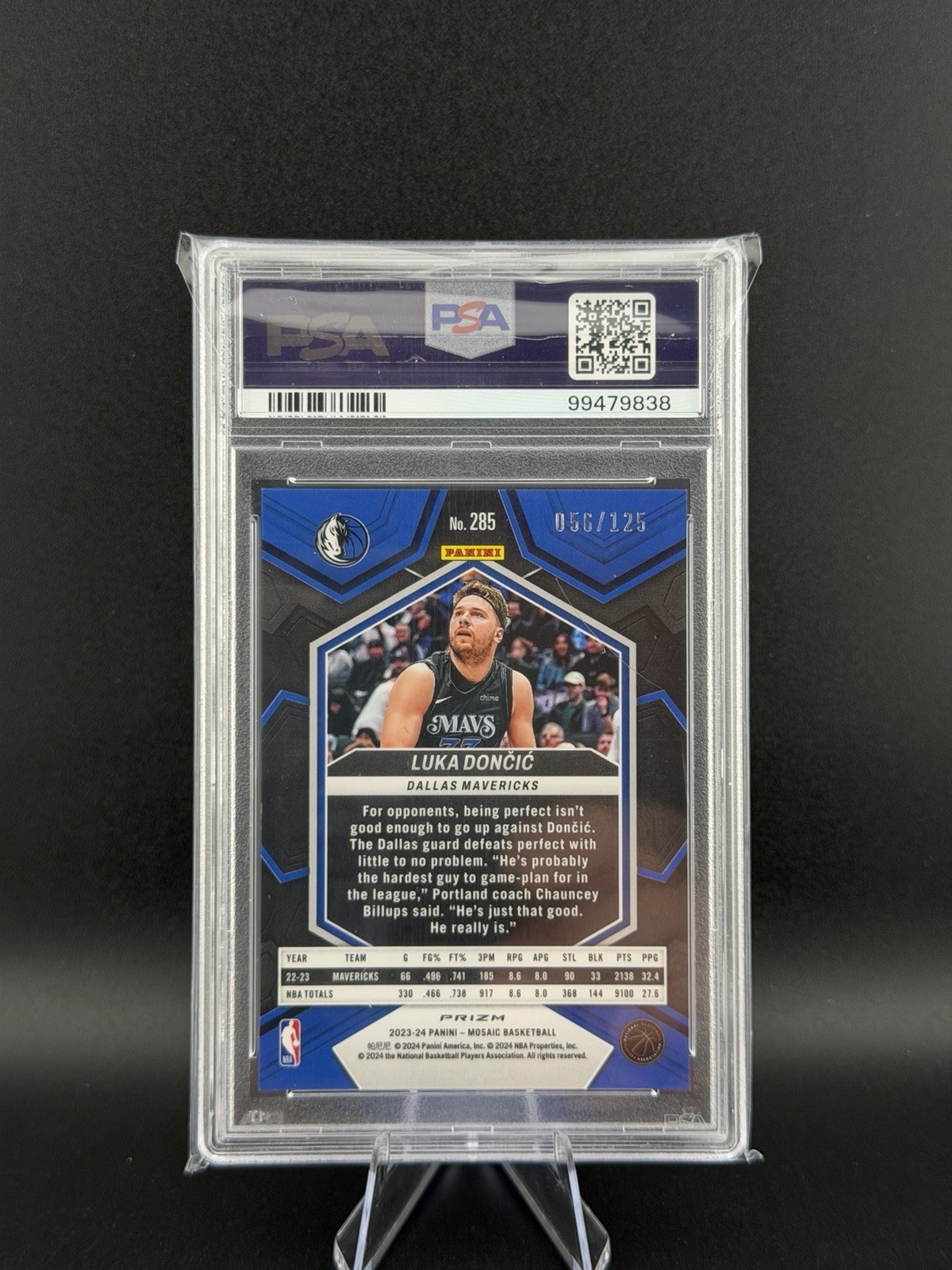 Luka Doncic 2023 Mosaic Ice City Edition #285 /125 PSA 10 view 2