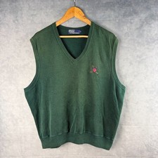 Vintage Polo Ralph Lauren Sweater Vest Mens XL Crest Golf Green Hong Kong 90s