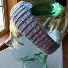 Soft lavender grey crochet ear warmer spa headband 16" - 22" handmade