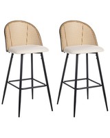 Barhocker 2Er Set Schwarz Metall Wiener Geflecht Retro Cornell
