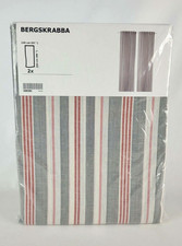 Ikea BERGSKRABBA Tende 2 Pannelli 1 Paio Grigio, Striscia Rossa 57x98” 145x250cm NUOVO