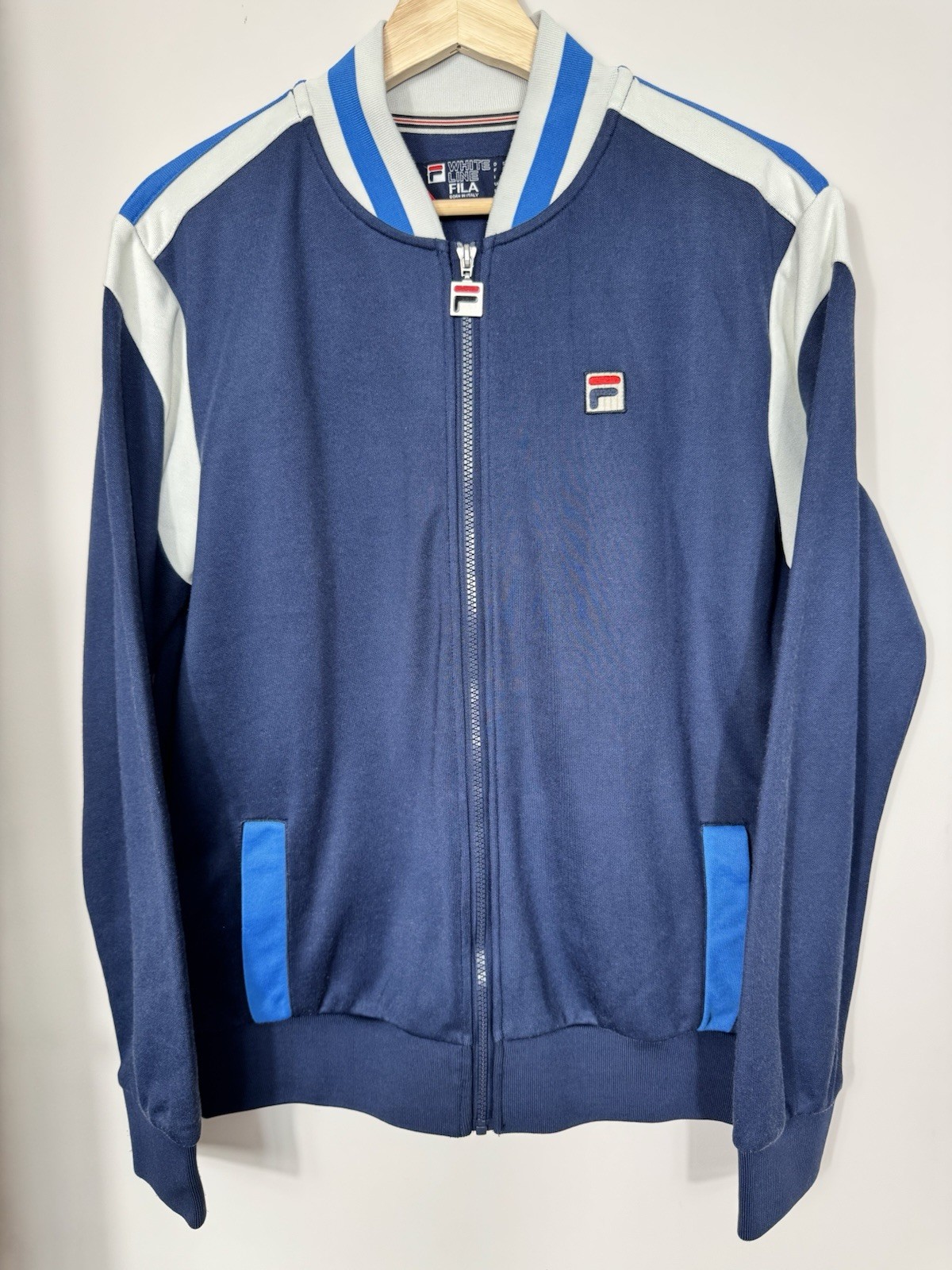 Fila White Line Track Jacket Blue Medium Full Zip Retro Style Casual