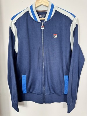 Fila White Line Trainingsjacke Blau Medium Full Zip Retro Style Freizeit