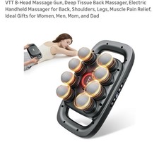 VTT 8-Head Massage Gun, Deep Tissue Back Massager, Electric Handheld...