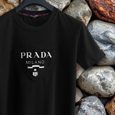 Prada Black T-shirt with Triangle 3D Logo and Crest /Size L / paid Prada Black T-shirt with Triangle 3D Logo and Crest /Size L / paid