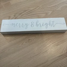 Quill To Paper By Sixtrees “Merry & Bright” Wall Hanging / Sign 18”x4”