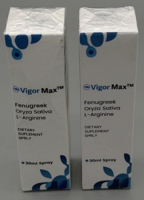Vigor Max Spray Fenugreek Oryza Sativa L-Arginine 30mL Lot of 2 Exp 04/29/2029