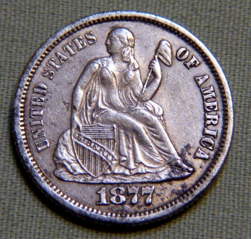 1877 Carson City US Seated Liberty Silver CC Dime - EF Choice High Grade - #1540