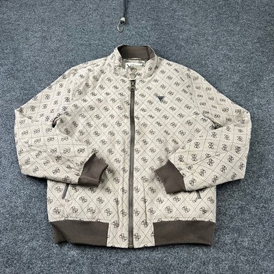 GUESS Jacquard Monogram Jacket Men's Size S Sand Logo M5YL04WGUE0 