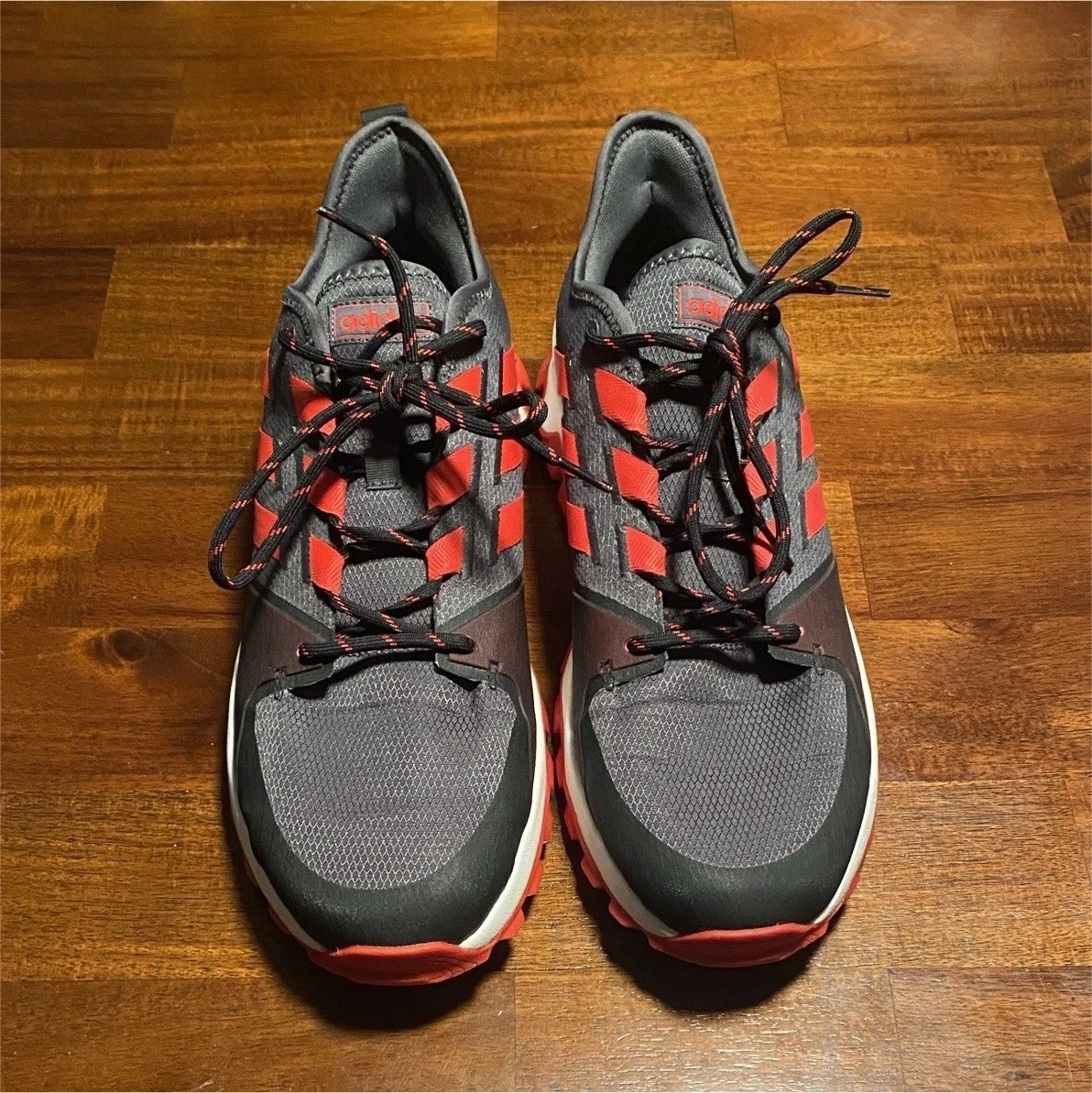 adidas Kanadia Trail Grey Six Active Red Mesh Men's Athletic Sneakers size 13