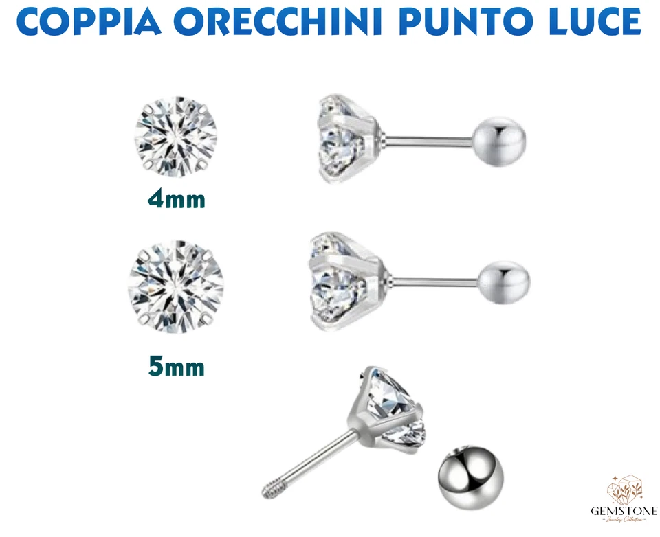 orecchini punto luce lobo helix piercing acciaio inox barra dritta argento - Immagine 4 di 4