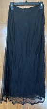 VTG 90  s Y2K Black Mesh Lace Embroidered Maxi Skirt Size Small NOS Whimsy Goth