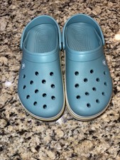 Crocs Crocband Clogs Turquoise Tonic Blue Yellow Stripe Men 8.Women 10 Excellent