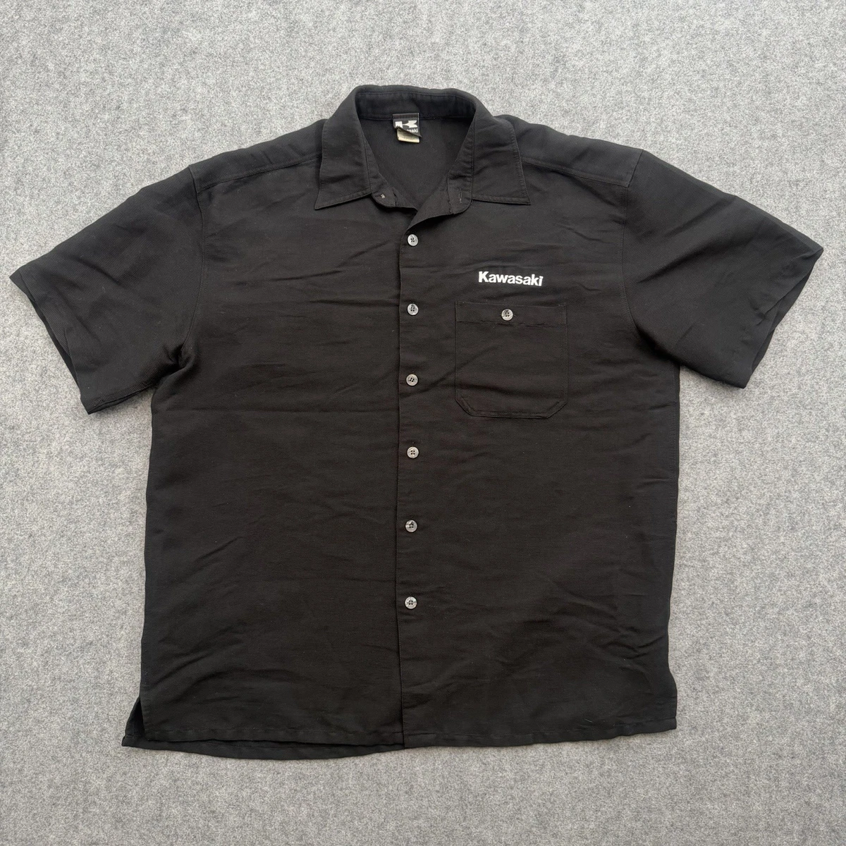 Kawasaki カワサキ ボタンダウン シャツ 半袖 ブラック L/XLサイズ Kawasaki Button-Up Casual Button-Down Shirts for Men for sale | eBay