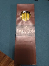 Vintage Fondue Forks NIB Set Of 6 Rosewood Handles Color Tipped For Easy ID