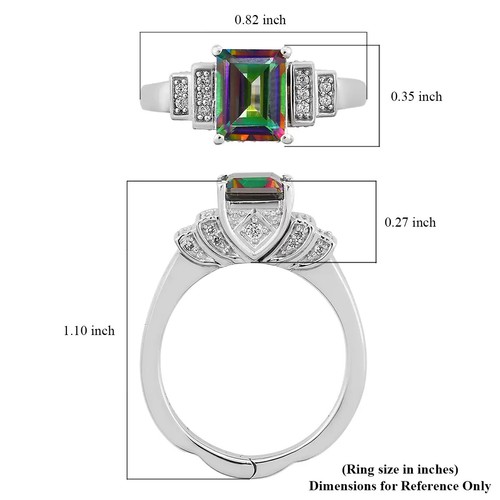 2.85ctw Northern Lights Mystic Topaz Ring Platinum/Sterling Silver Size 5 - 第 7/7 張圖片
