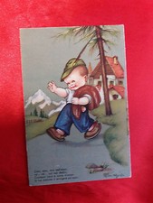 CARTOLINA ILLUSTRATA " MARIAPIA "    soldatino alpino giacca in spalla 