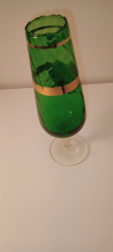 Vintage Weihnachten Murano Wald grün Sockel Zyklaman Knospe Vase 10"X4" Z#1 - Bild 2 von 5