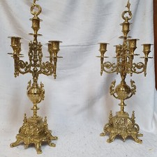 RARE LOT DEUX GRANDS CHANDELIERS DE CATHÉDRALE STYLE baroque EN BRONZE MASSIF 