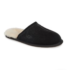 NEW UGG Men  s Scuff Slide Shearling Fur Slipper - Black Suede - Size 14  D55 