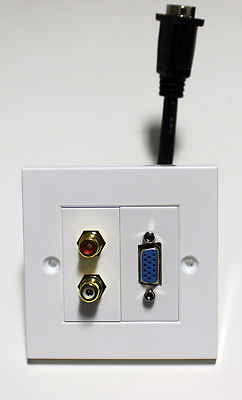VGA & Stereo RCA Multi Media Modular Faceplate Projektor/TV/Büro/Heim/Audio