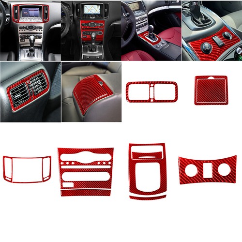 12Pcs Red Carbon Fiber Full Interior Cover Trim For Infiniti G37 Sedan
